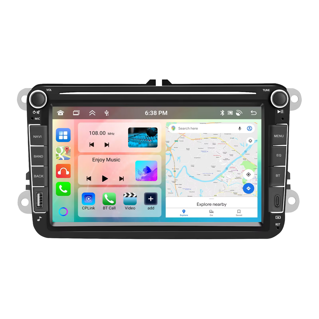8" 2 Din Car Stereo Radio 2+64G CarPlay Car Multimedia Player For Seat VW Golf Skoda