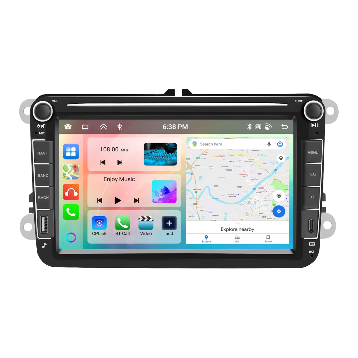 8" 2 Din Car Stereo Radio 2+64G CarPlay Car Multimedia Player For Seat VW Golf Skoda