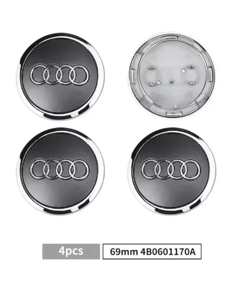 4pcs 69mm Audi 4B0601170 Centre Wheel Caps Black