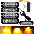4x 4LED Car Warning Light Grill LED Amber Side Light