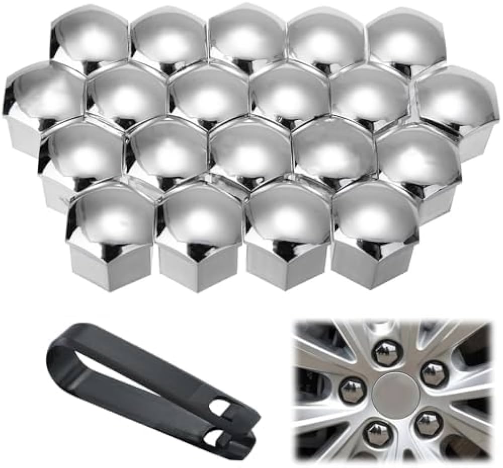 20Pcs Silver Chrome Car Wheel Nut Cover