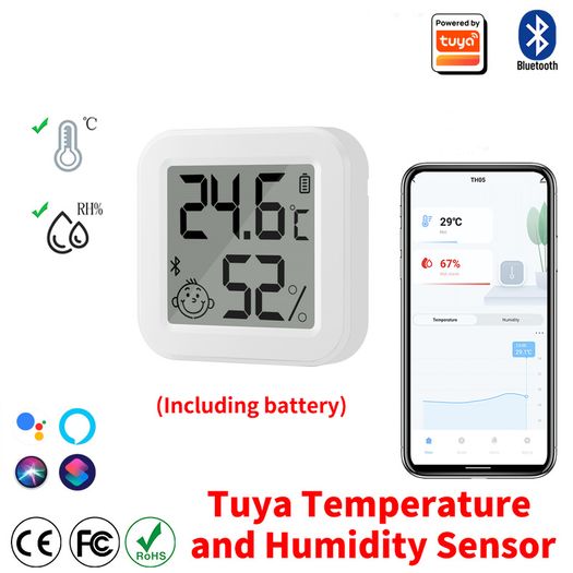 Tuya Temperature Humidity Sensor Mini LCD Display Compatible with Bluetooth APP Remote Control Thermometer Hygrometer