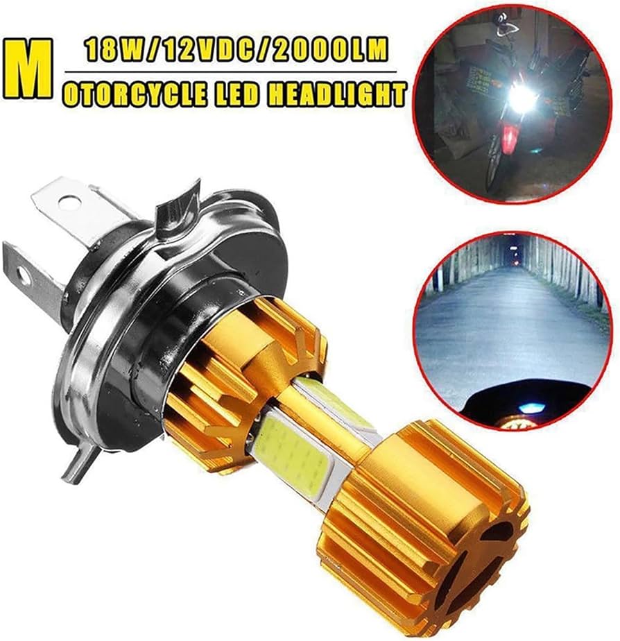 1pcs H4 18W LED 3 COB Motorcycle Headlight Bulb 2000LM 6000K Hi/Lo Beam