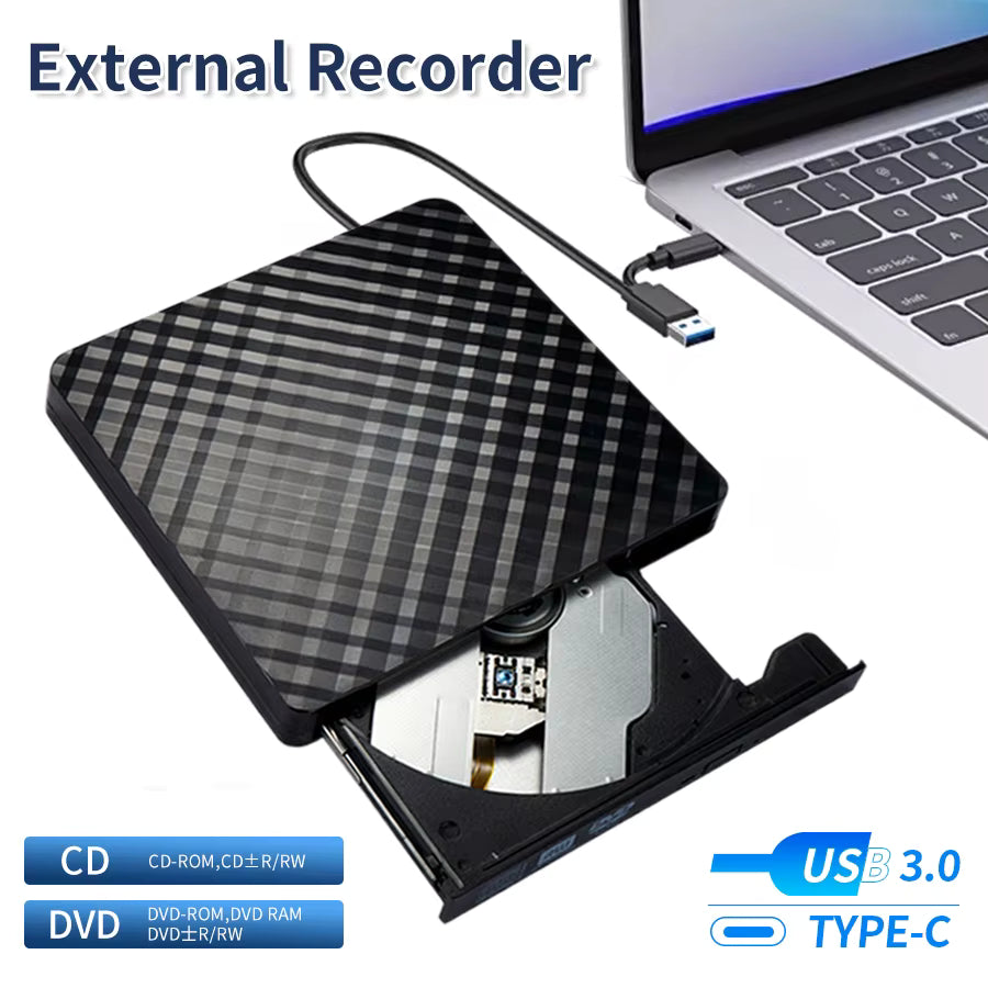 USB 3.0 Type C External DVD RW ROM CD Player Writer