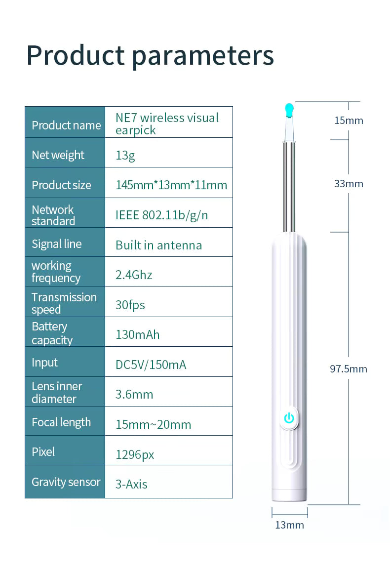 1296P Smart Visual Ear Cleaner Otoscope Endoscope Earwax Removal