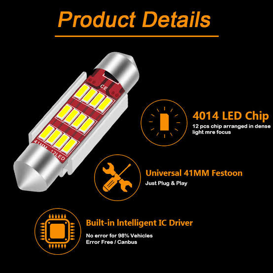 2x Festoon C5W 239 CANBUS NO Error 4014 12 SMD LED