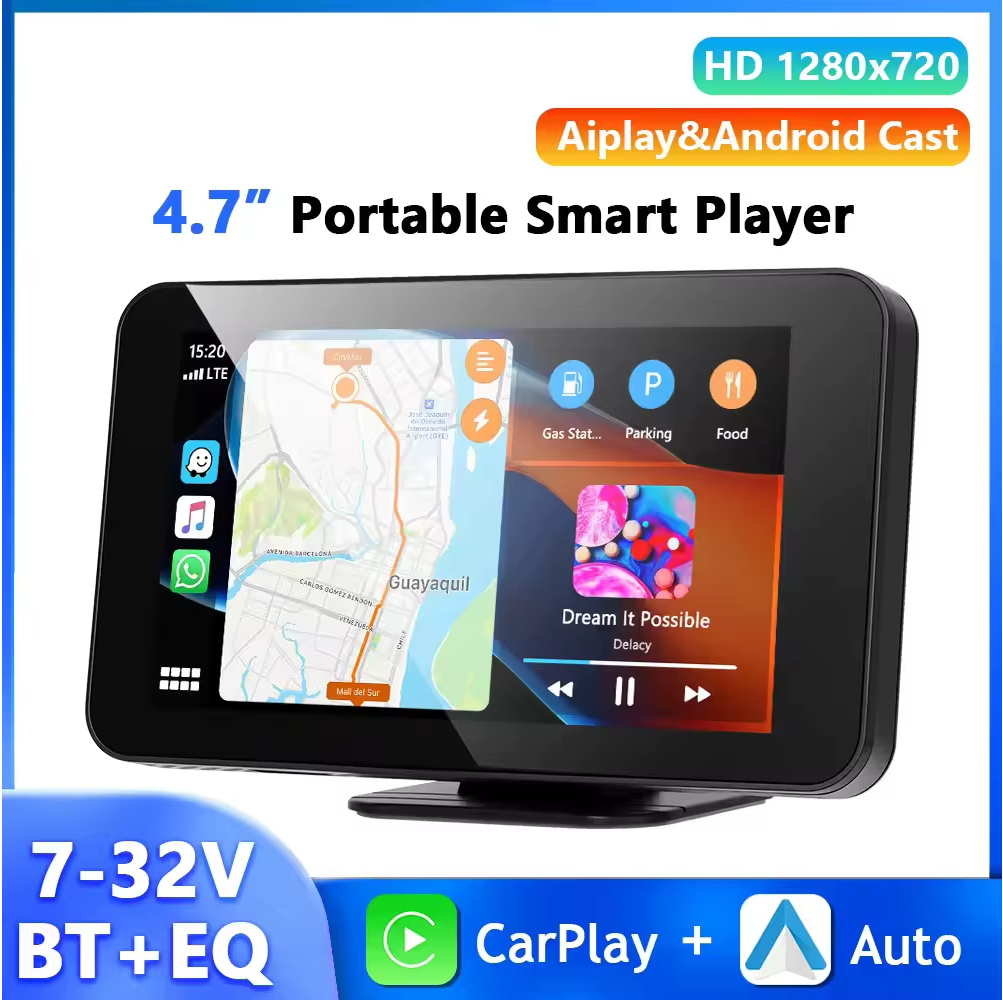 4.7'' Car EQ FM GPS Smart Screen Player Carplay Android Auto Bluetooth FM Transmission Airplay Android Cast AUX